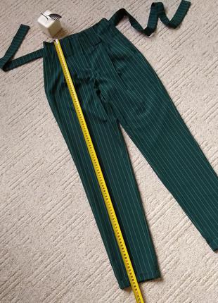 Брюки штаны с защипами, брюки в полоску с защипами, зеленые штаны с защипами9 фото