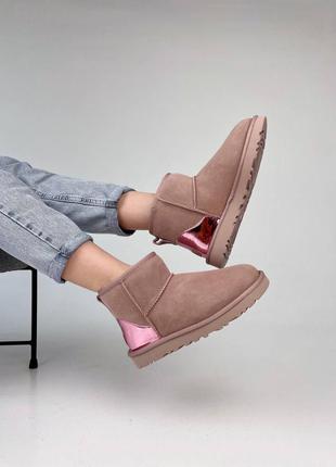 Зимові уггі ugg mini pink на овчині9 фото