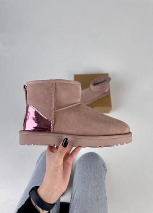 Зимові уггі ugg mini pink на овчині1 фото