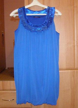 Шифоновое платье, цвет синий электрик, размер м1 фото