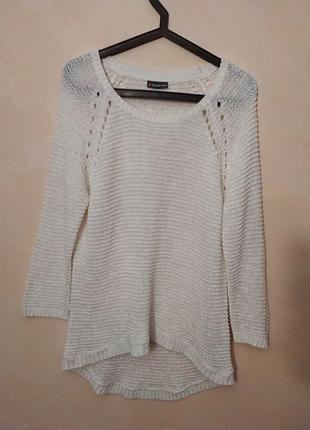 Батал великий розмір шикарний м'який стильний білий светр светрик реглан