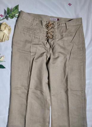 Roxanne, бежевие штани на шнурівці, широка штанка, джинсовий матеріал