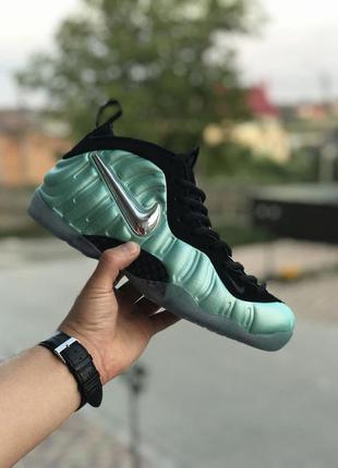 Мужские демисезонные кожаные кроссовки бирюзовые с черным nike air foamposite pro🆕 найк