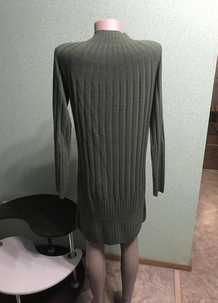 Трикотажное платье гольф свитер  в рубчик5 фото