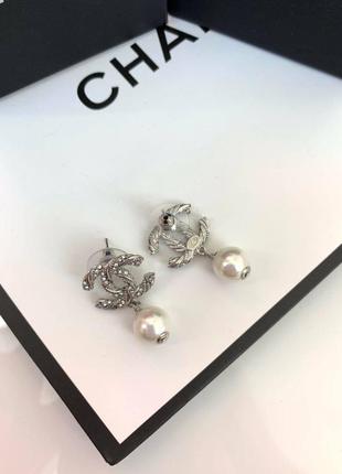 Серьги с цирконием и посеребрением