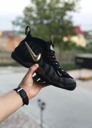 Р. 46   кроссовки  nike air foamposite pro (черно/золотые)6 фото