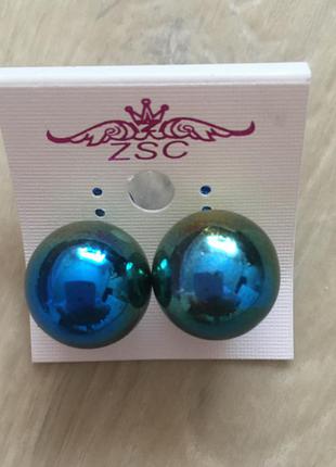 Серьги круглые шары большие новогодние