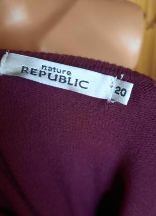 Бордовая кофта джемпер большой с вставкой nature republic4 фото