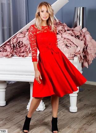 Платье красное гипюровое вечернее новогоднее новый год производитель украина