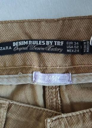 Zara брюки вельветовые коричневые багги мом7 фото