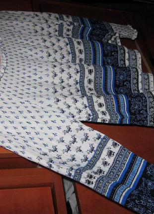 Блуза off shoulders бело-синяя