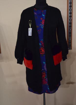 Кардиган теплий чорний .розмір 44-48