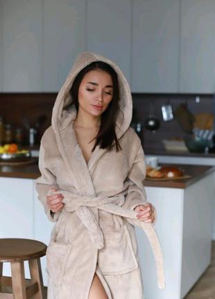 Махровий халат махровий халат жіночий бежевий халат