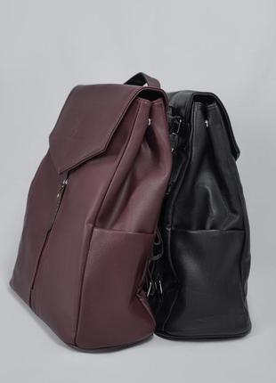 Фіолетовий шкіряний рюкзак-трансформер