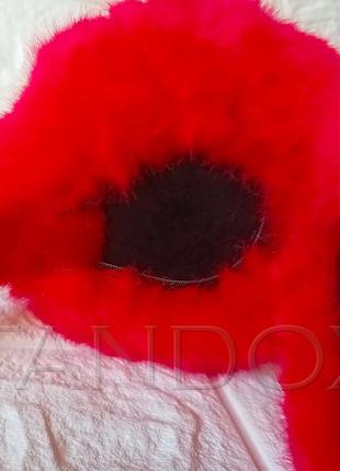 Меховые наушники женские складные красные (искусственный мех)8 фото