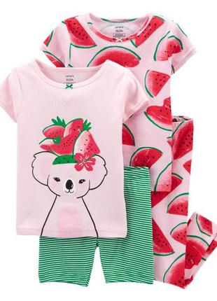 Пижама для девочки картерс carter's (сша) футболка шорты кавуни арбузи кролик зайчики2 фото
