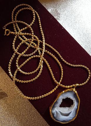 Шикарное колье с друзой агата, американский винтаж