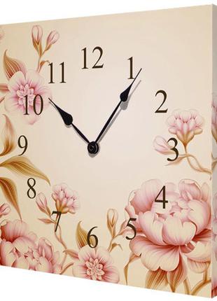 Годинники настінні на полотні квіти 35х35х4,2 см (ch_k_14i004)