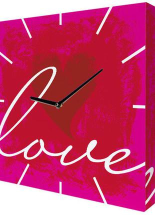 Годинники настінні на полотні love 35х35х4,2 см (ch_o_14i005)