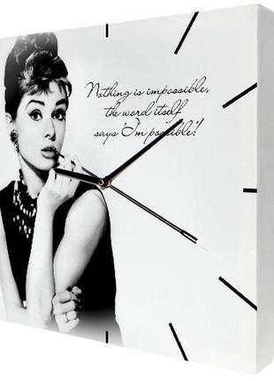 Годинники настінні на полотні одрі хепберн 35х35х4,2 см (ch_o_14i014)