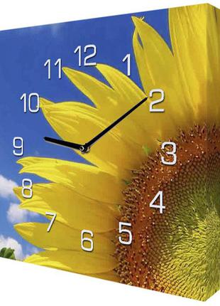 Годинники настінні на полотні соняшник 35х35х4,2 см (ch_o_ukr008)