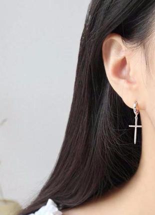 Сережки хрести срібло