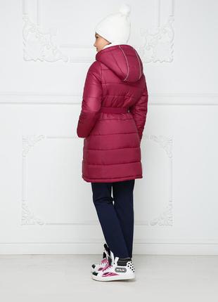 Утепленное стеганое пальто для девочки, цвет малиновый 98 р3 фото