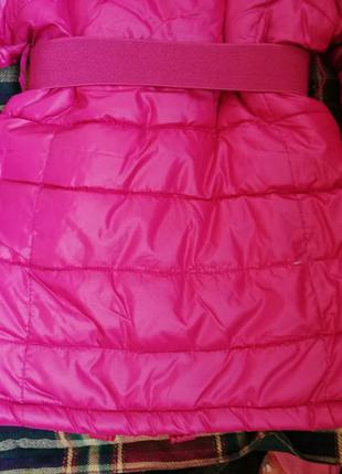 Утепленное стеганое пальто для девочки, цвет малиновый 98 р6 фото