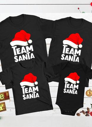 Футболки новогодние фэмили лук family look для всей семьи "team santa" push it