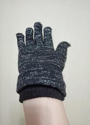 Вязаные теплые перчатки с люрексом,рукавицы