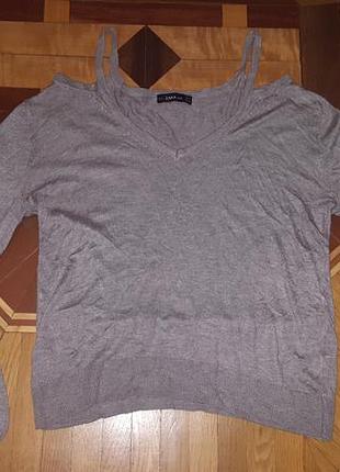 Блузка серая zara р.38,шерсть