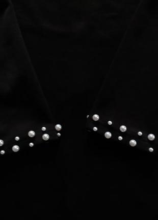 Стильное черное платье с бусинками 44-46 р6 фото