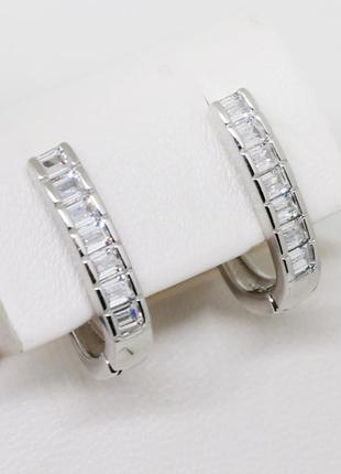 Сережки срібні з кубічним цирконієм1 фото