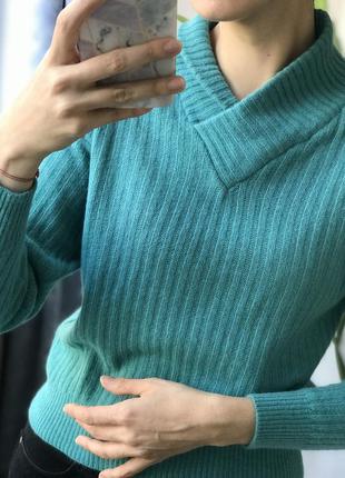 Вовняний светр кольору лазурі бірюзи вінтаж3 фото