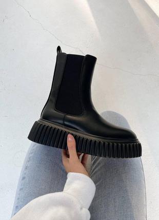 Женские ботинки на флисе ♦️ chelsea black boots