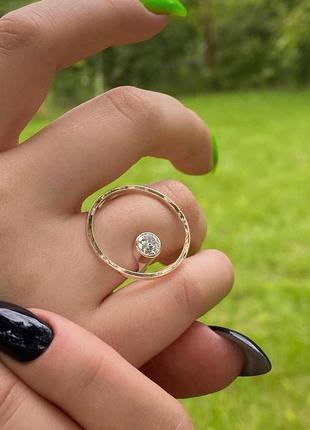 Необычное серебряное кольцо с золотистой пластиной3 фото