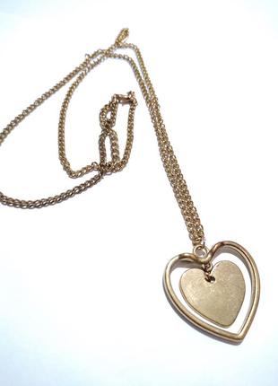 Кулон, подвеска двойное сердце 💓 на цепочке. в золотом цвете длина цепочки от края до края  90 см