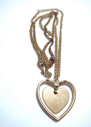 Кулон, подвеска двойное сердце 💓 на цепочке. в золотом цвете длина цепочки от края до края  90 см3 фото