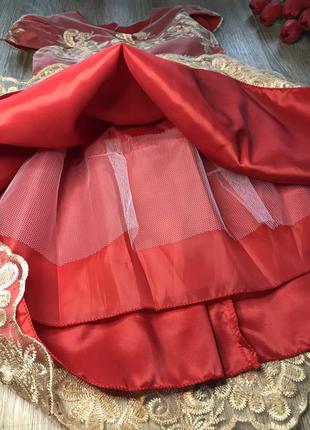 Детское нарядное платье красное5 фото