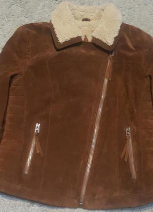 Оригинал.шикарная,стильная,кожаная куртка-косуха на меху freaky nation6 фото