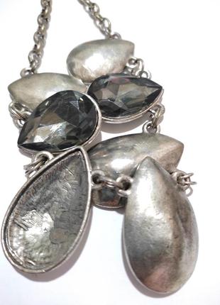 Колье, ожерелье из металла и крупных кристаллов из стекла10 фото
