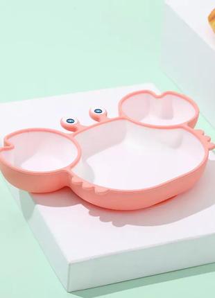 Секційна тарілка на присоску, харчовий силікон