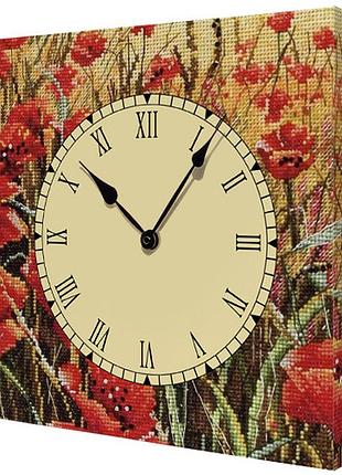 Годинники настінні на полотні поле маків 35х35х4,2 см (ch_k_ukr036)
