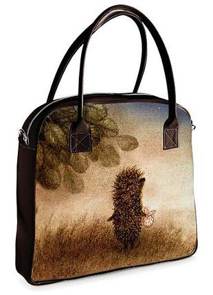 Сумка женская большая oxford ежик в тумане, коричневый кожзам 32x30x9 см (oxf_16s041_tbr)