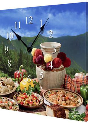 Годинники настінні на полотні україна 35х35х4,2 см (ch_k_ukr035)