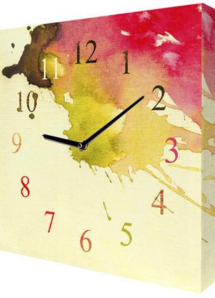 Годинники настінні на полотні плями 35х35х4,2 см (ch_o_14i001)