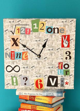 Годинники настінні на полотні математичні годинник 35х35х4,2 см (ch_o_14i030)