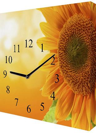 Годинники настінні на полотні соняшник 35х35х4,2 см (ch_o_ukr012)