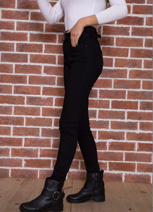 Джинси жіночі стрейчеві колір чорний3 фото