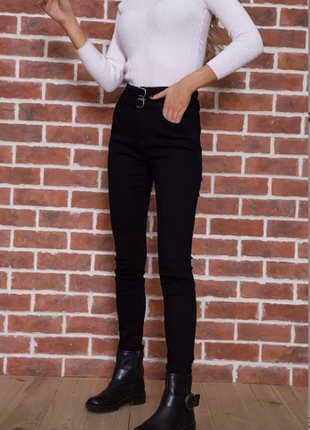 Джинси жіночі стрейчеві колір чорний2 фото